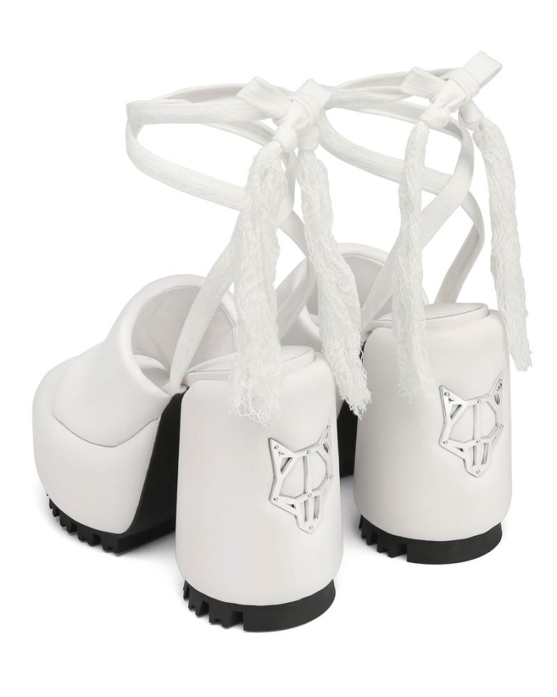 White Naked Wolfe Wonder Leather Women's Platform Sandals | IRELAND 3498716WL