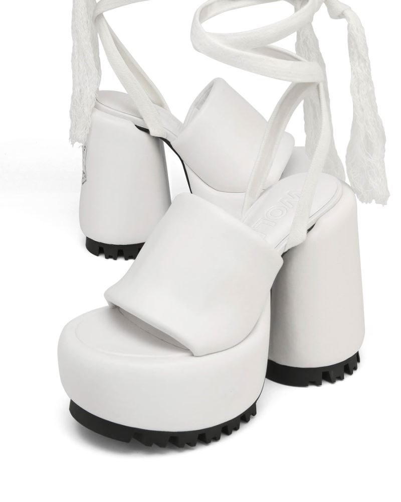 White Naked Wolfe Wonder Leather Women's Platform Sandals | IRELAND 3498716WL