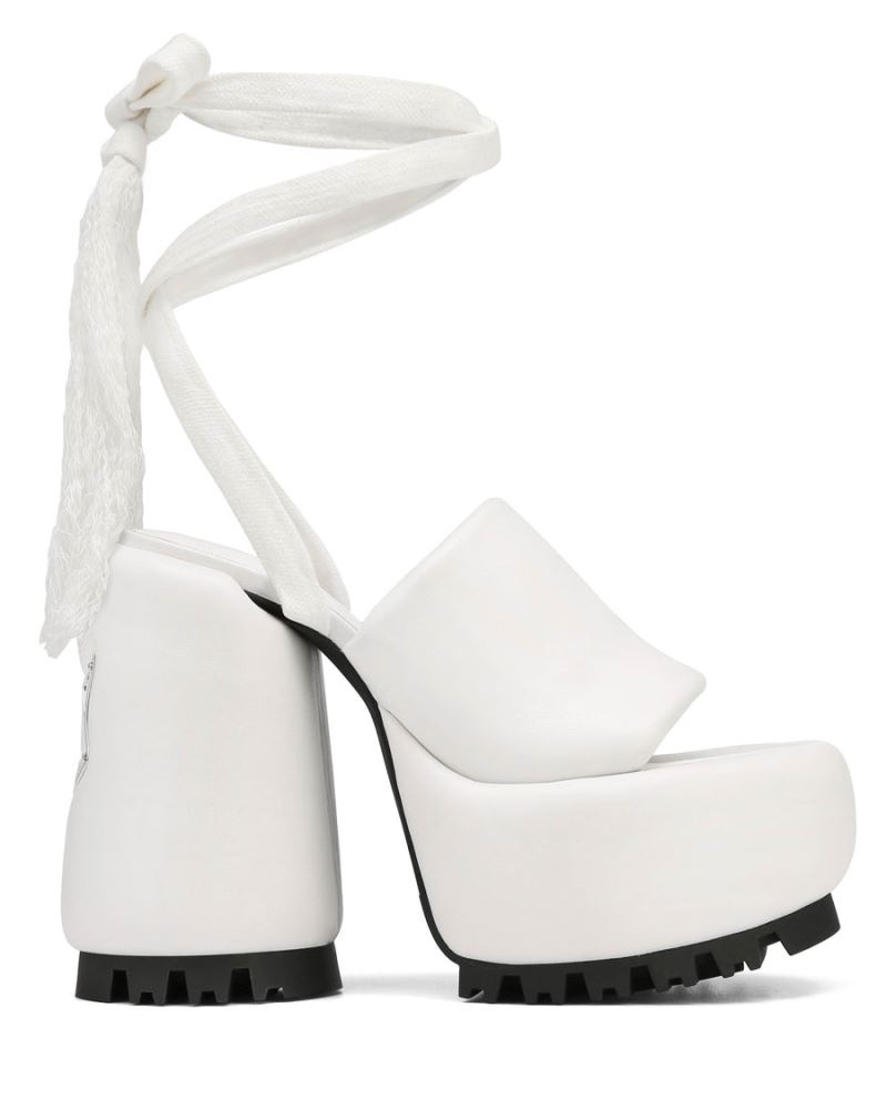 White Naked Wolfe Wonder Leather Women\'s Platform Sandals | IRELAND 3498716WL