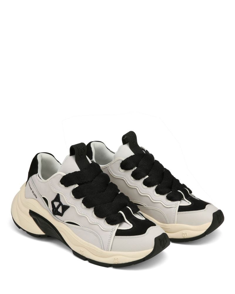 White / Black Naked Wolfe Flip Moon Cow Leather Men's Sneakers | DUBLIN 8290641TJ