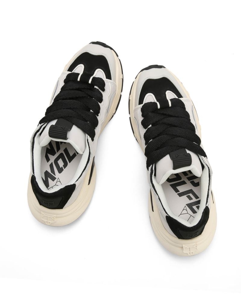 White / Black Naked Wolfe Flip Moon Cow Leather Men's Sneakers | DUBLIN 8290641TJ