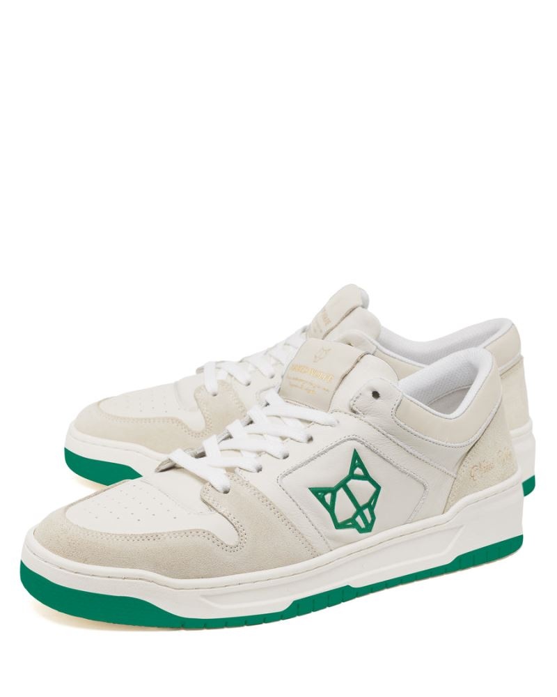 White / Green Naked Wolfe CM-01 Leather Suede Combo Men's Sneakers | IRELAND 4283716MX