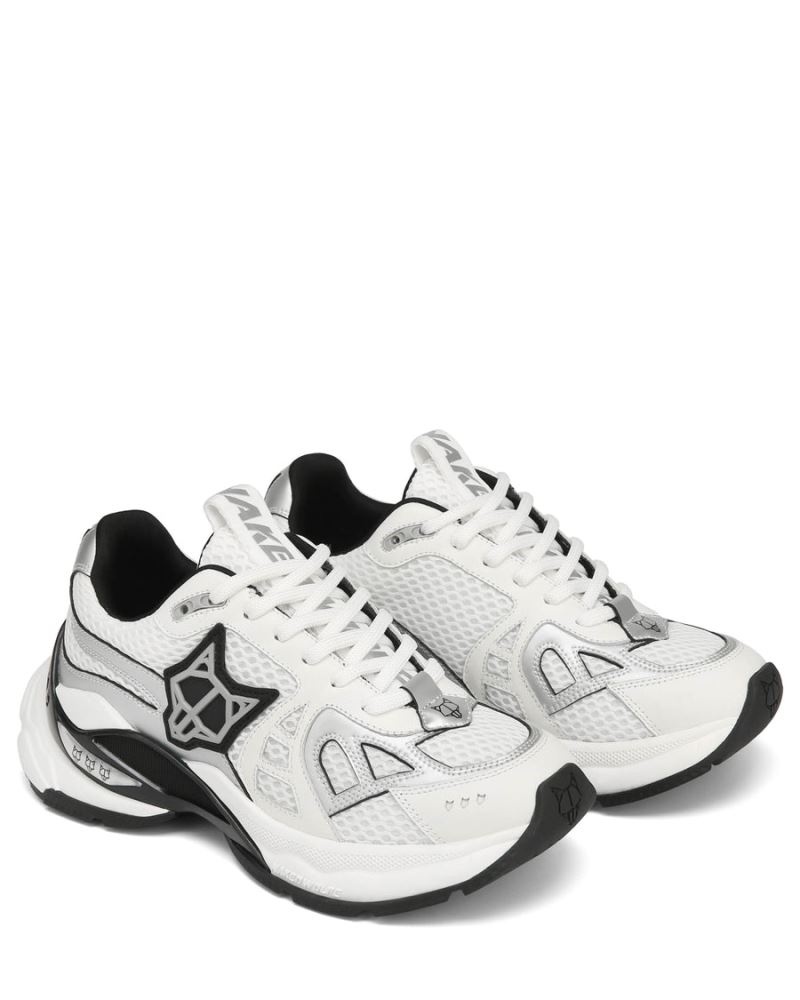 White / Silver Naked Wolfe Smash Mesh Women's Sneakers | DUBLIN 0259187BE