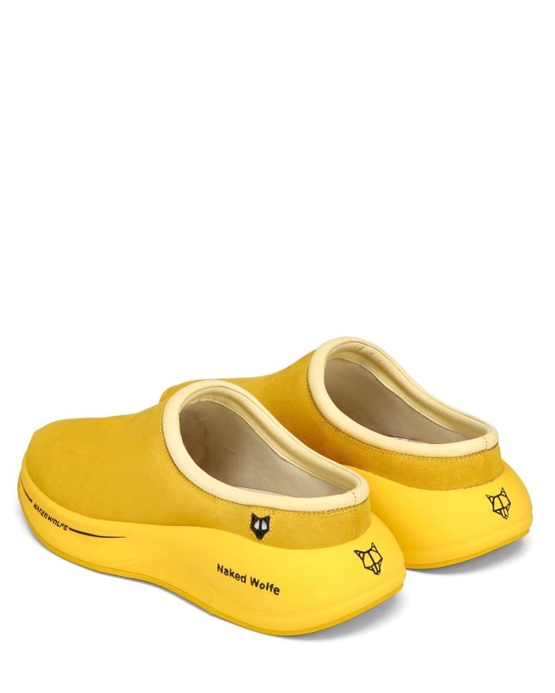 Yellow Naked Wolfe Dawn Suede Men's Slippers | IRELAND 7952643XF