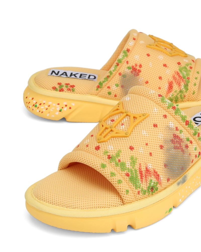 Yellow Naked Wolfe Vegas Mesh Men's Slides | DUBLIN 0128365DV